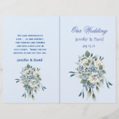 Hochzeitsprogramm für Dusty Blue Floral (Vorderseite)