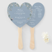 Hochzeitsprogramm für Dusty Blue Floral Cascade Fächer (Vorne und Hinten)