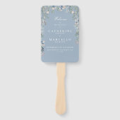 Hochzeitsprogramm für Dusty Blue Floral Cascade Fächer (Vorderseite)