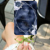 Hochzeitsprogramm für Dusty Blue Floral Silver Nav Fächer