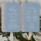 Hochzeitsprogramm für Dusty Blue Peach Glitzer Edg Fächer