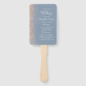 Hochzeitsprogramm für Dusty Blue Peach Glitzer Edg Fächer (Vorderseite)