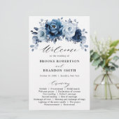 Hochzeitsprogramm für Dusty Blue Slate Navy (Stehend Vorderseite)