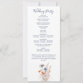 Hochzeitsprogramm für Dusty Blue und Peach Wildblu (Rückseite)