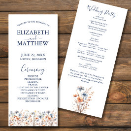 Hochzeitsprogramm für Dusty Blue und Peach Wildblu