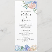 Hochzeitsprogramm für Dusty Blue und Pink Floral