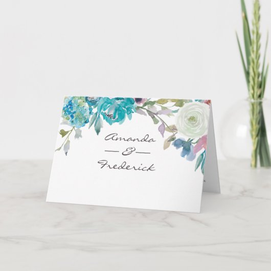 Hochzeitsprogramm für Dusty Blue und Türkis Programm (Vorderseite)