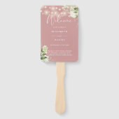 Hochzeitsprogramm für Dusty Rose Floral String Lig Fächer (Vorderseite)