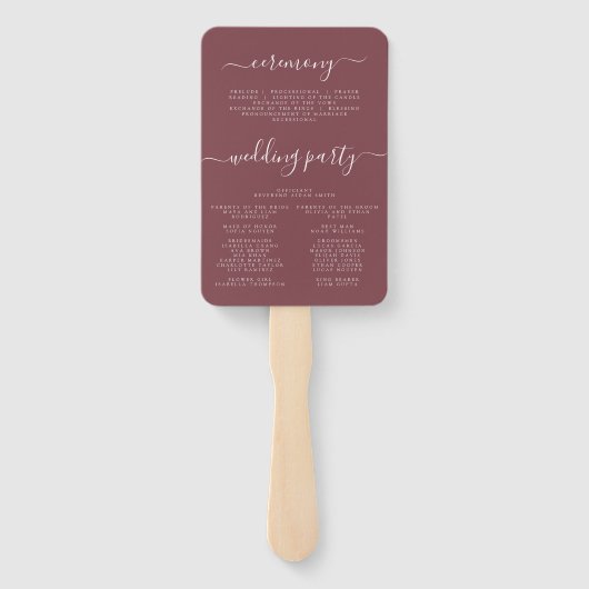 Hochzeitsprogramm für Dusty Rose Wildblume Fächer (Rückseite)