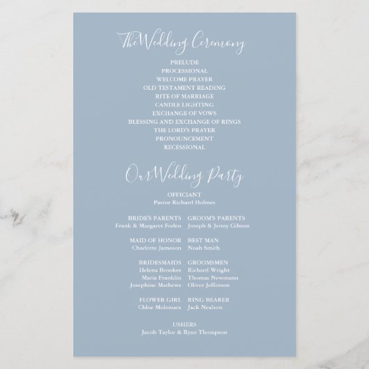 Hochzeitsprogramm für dutzende blaue String-Lichte (Rückseite)