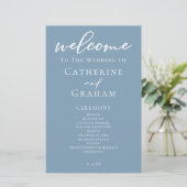 Hochzeitsprogramm für dutzende blaue weiße Script- (Stehend Vorderseite)