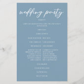 Hochzeitsprogramm für dutzende blaue weiße Script- (Rückseite)
