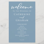 Hochzeitsprogramm für dutzende blaue weiße Script- (Vorderseite)