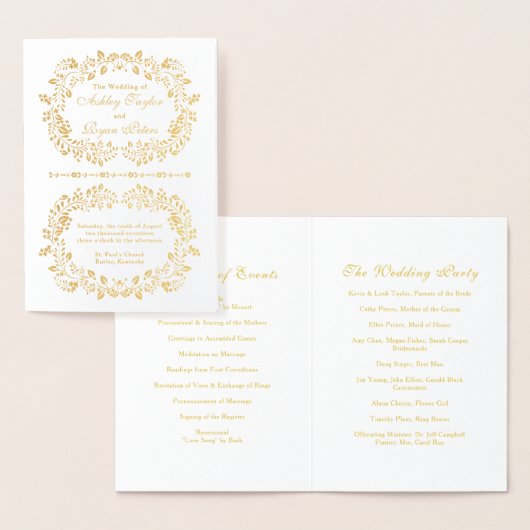 Hochzeitsprogramm für echte Goldflora Folienkarte (Anzeige)