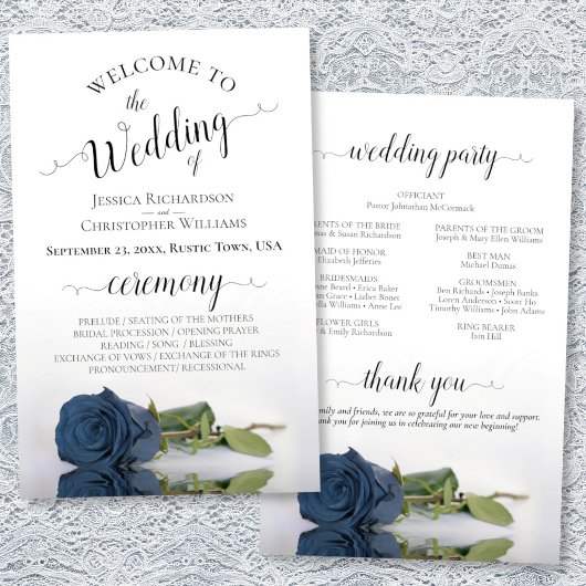Hochzeitsprogramm für Edelstahl Blue Rose