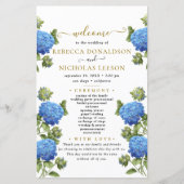 Hochzeitsprogramm für Elegant Blue Flowers (Vorderseite)