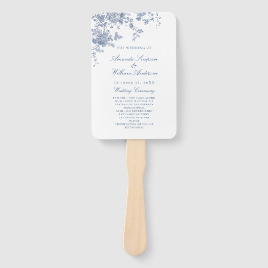 Hochzeitsprogramm für Elegant Blue France Blume Fächer (Vorderseite)
