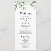 Hochzeitsprogramm für Elegant-Gold-Grünpflanzen Programm (Vorderseite)