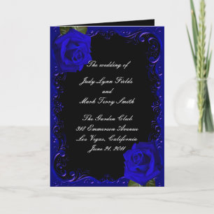 Hochzeitsprogramm für Elegant Goth Blue Rose Programm