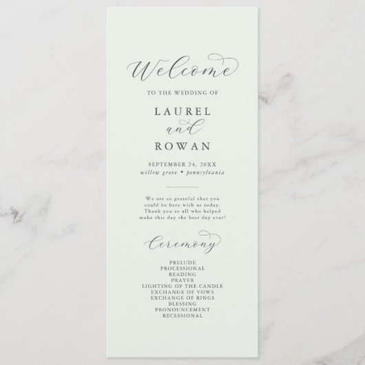 Hochzeitsprogramm für Elegant Greenery Programm (Vorderseite)