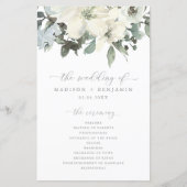 Hochzeitsprogramm für Elegant Ivory Sage Blumengrü (Vorderseite)