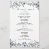 Hochzeitsprogramm für elegant präsentierte Blume (Rückseite)