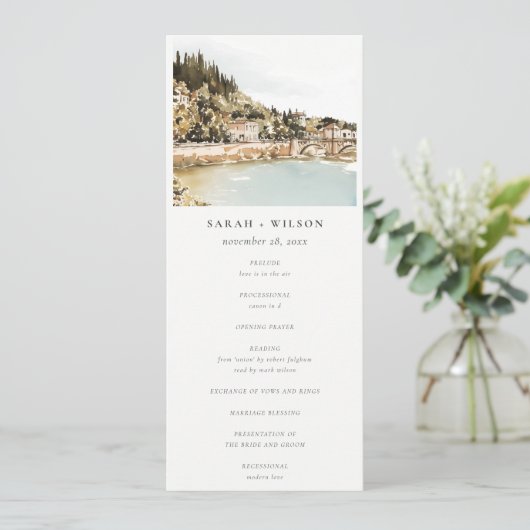 Hochzeitsprogramm für Elegant Verona Adige Einladung (Stehend Vorderseite)