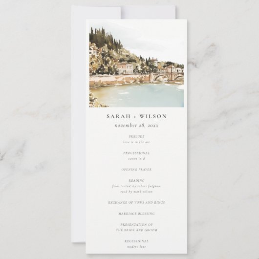 Hochzeitsprogramm für Elegant Verona Adige Einladung (Vorderseite)