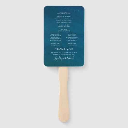Hochzeitsprogramm für Elegante Beach Blue Ocean Fächer (Rückseite)