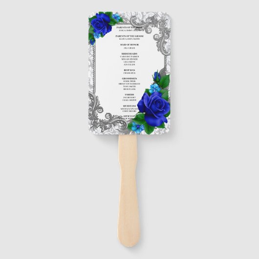 Hochzeitsprogramm für Elegante Blaue Rose Fächer (Rückseite)