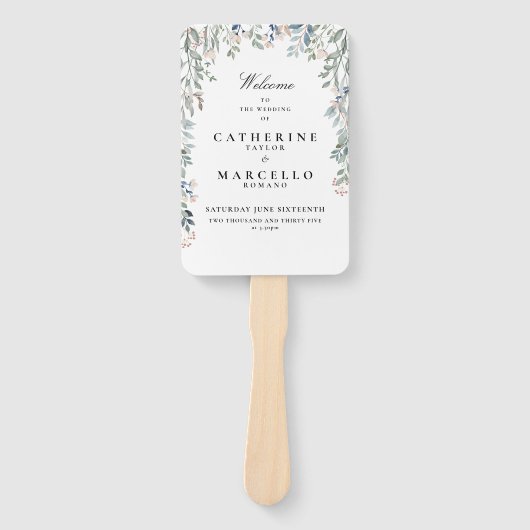 Hochzeitsprogramm für elegante Blumenkaskaden Fächer (Vorderseite)