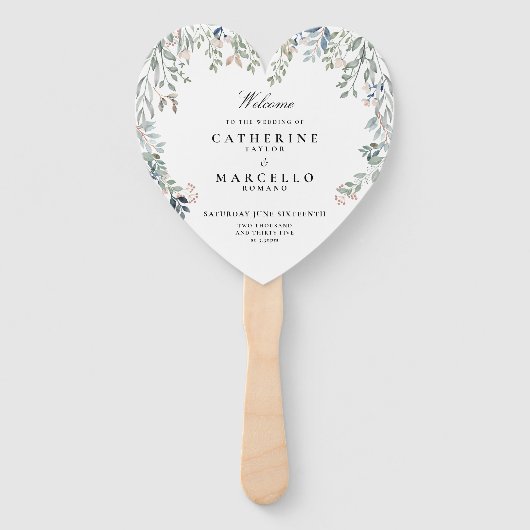 Hochzeitsprogramm für elegante Blumenkaskaden Fächer (Vorderseite)