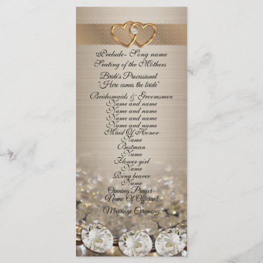 Hochzeitsprogramm für elegante Diamanten auf Satin Programm (Rückseite)