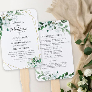 Hochzeitsprogramm für elegante geometrische Blumen Fächer