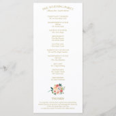 Hochzeitsprogramm für elegante Goldflora-Wasserfar Programm (Rückseite)