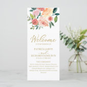 Hochzeitsprogramm für elegante Goldflora-Wasserfar Programm (Stehend Vorderseite)