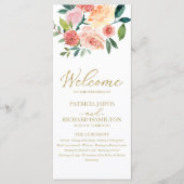 Hochzeitsprogramm für elegante Goldflora-Wasserfar Programm (Vorderseite)