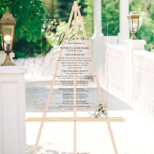 Hochzeitsprogramm für Elegante Golfregion Acrylschild