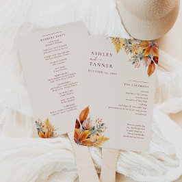 Hochzeitsprogramm für elegante Herbstlaub Fächer