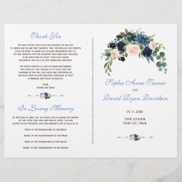 Hochzeitsprogramm für elegante Navy Blue Blush-Blu
