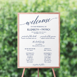 Hochzeitsprogramm für Elegante Navy-Calligrafy Poster