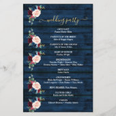 Hochzeitsprogramm für Elegante Navy-Floral-Kalligr (Rückseite)