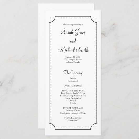 Hochzeitsprogramm für elegante Rahmen Programm (Vorne/Hinten)