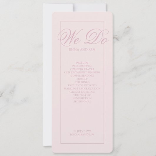 Hochzeitsprogramm für elegante rosa Streifen (Vorderseite)