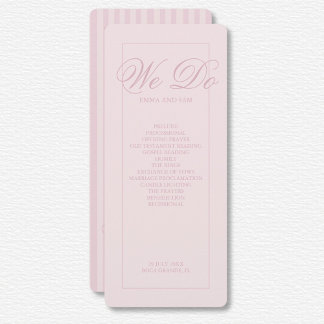 Hochzeitsprogramm für elegante rosa Streifen