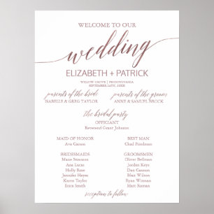 Hochzeitsprogramm für Elegante Rose Poster