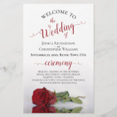 Hochzeitsprogramm für elegante Rote Rosen (Vorderseite)