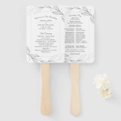 Hochzeitsprogramm für elegante Silver Botanical Bl Fächer (Vorne und Hinten)