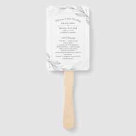 Hochzeitsprogramm für elegante Silver Botanical Bl Fächer