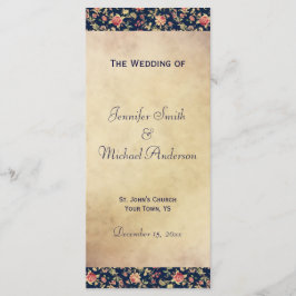 Hochzeitsprogramm für elegante Vintage blaue Rose Programm